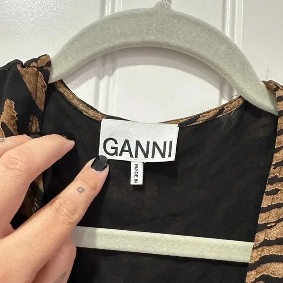 Ganni Dress | Animal Print Wrap Mini | Size: 38/4-6 - Picture 8 of 10